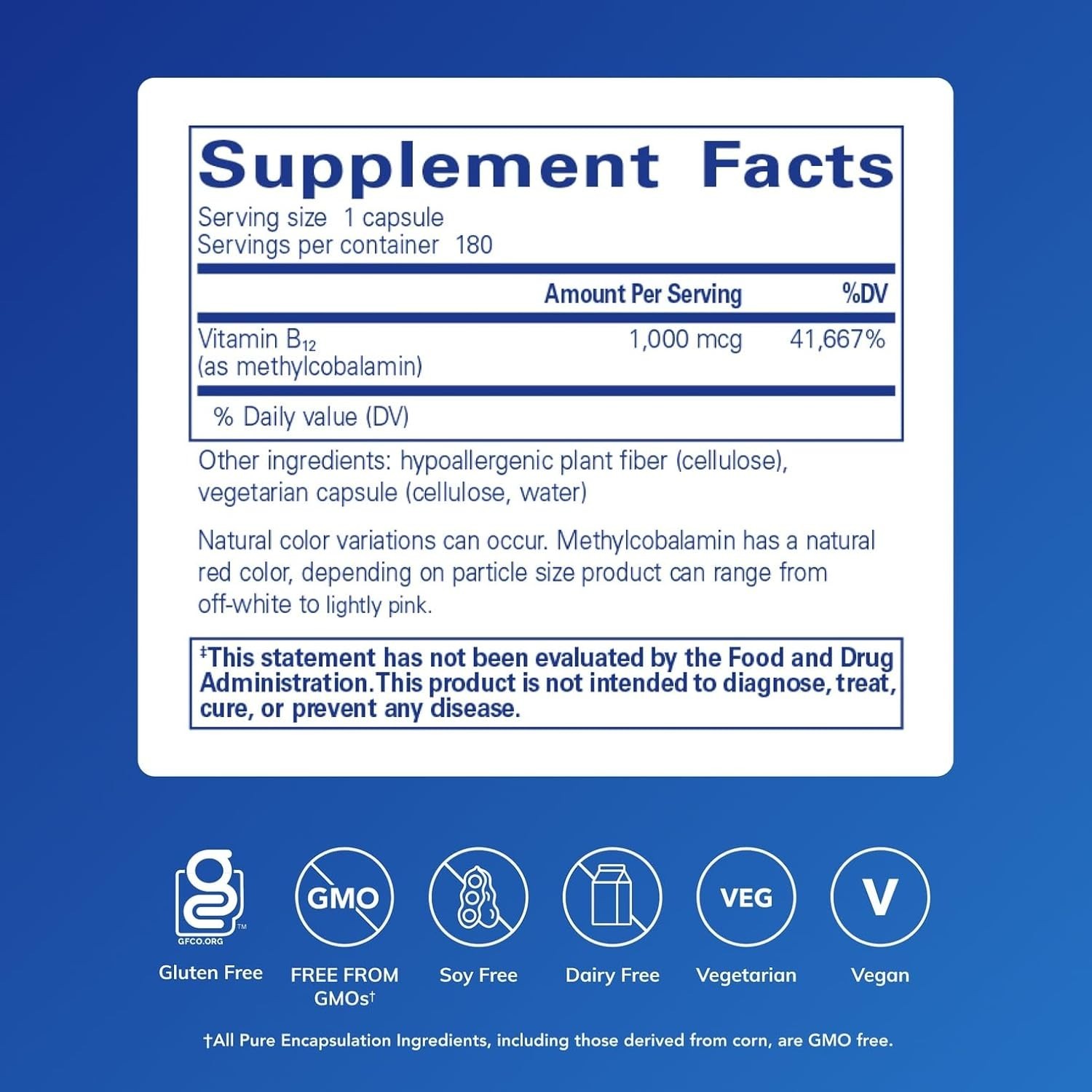 Pure Encapsulations Methylcobalamin 1,000 mcg – Vitamin B12 Supplement to Suppor