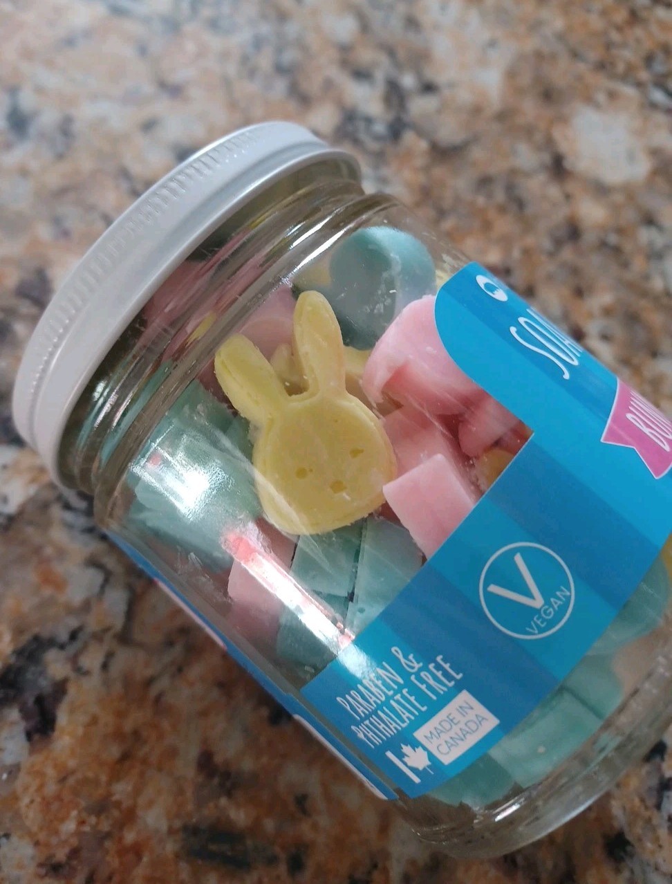 New Happy Hippo Pastel Soap Minis Bunny Buddies Glass Jar Mini Savon Scented