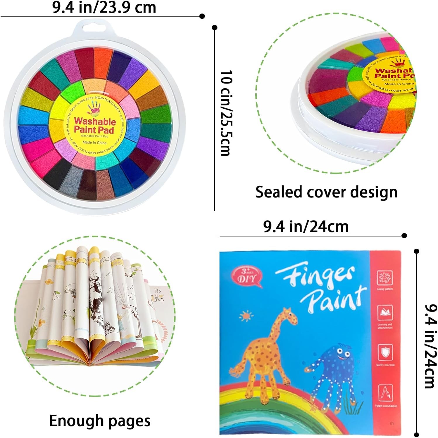 36 Colors Finger Paint Kit,Washable Funny 1 Fl Oz (Pack of 1), 36 color
