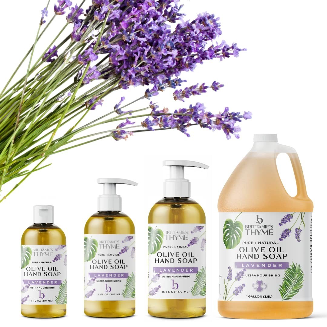 Brittanie’s Pure Organic Castile Liquid Olive Oil Soap Refill, Lavender 1 Gallon