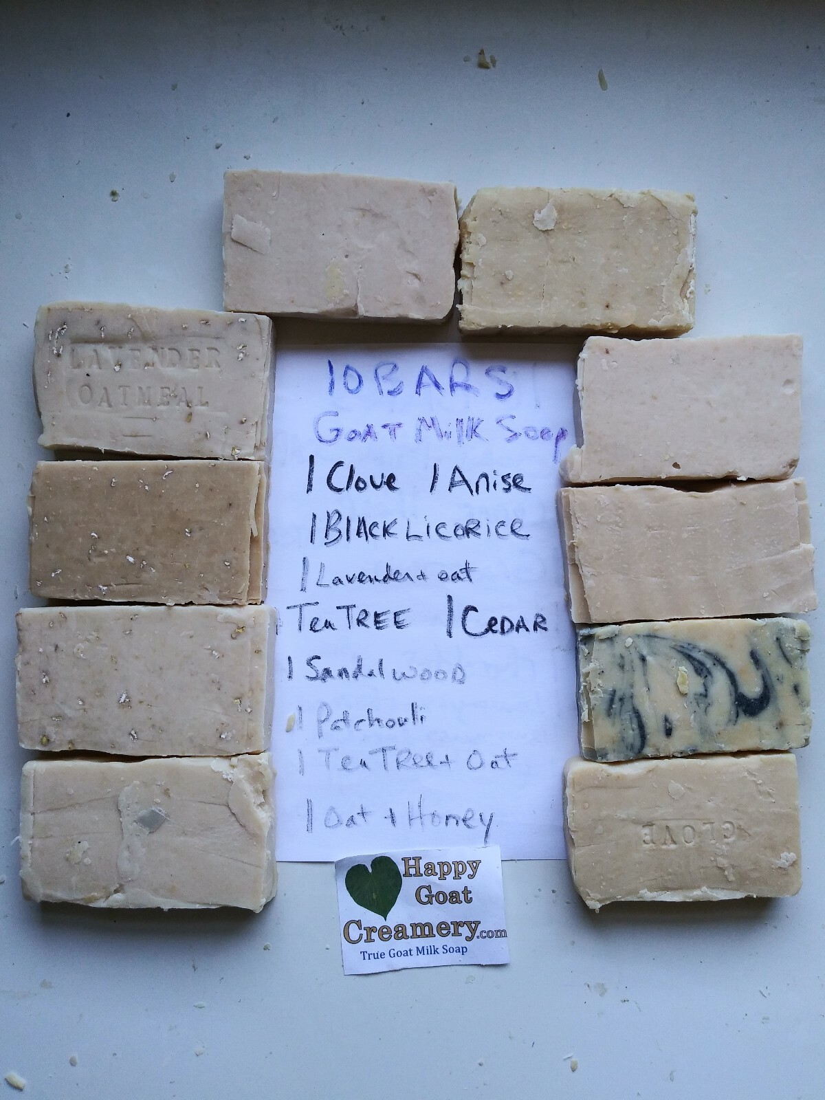 10 BARS HANDMADE GOAT MILK SOAP HAPPY GOAT CREAMERY PURE ESSENTIAL OILS CHEAP