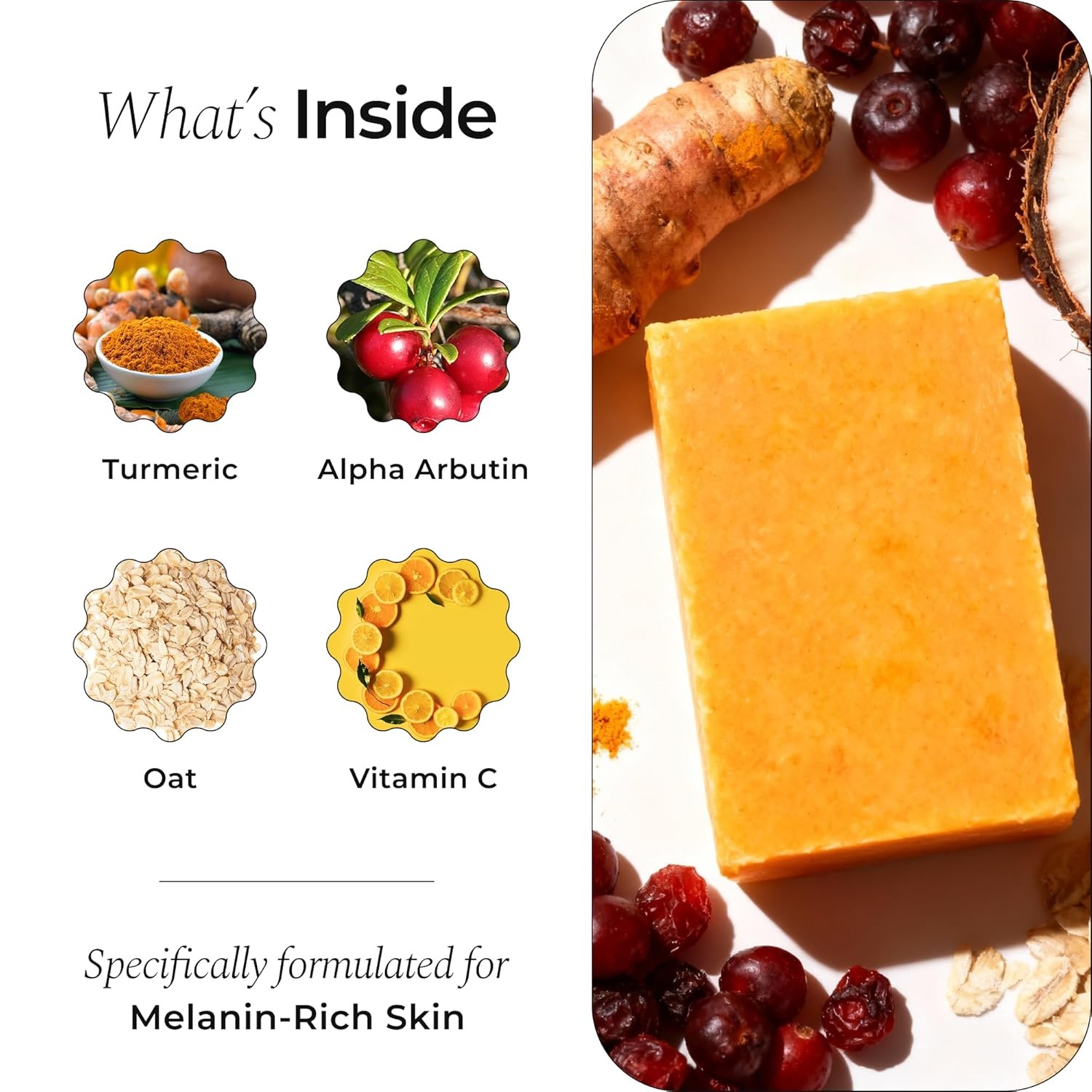 Glo Melanin Organic Turmeric Soap for Dark Spots, Soap for Face, All Natural Fac