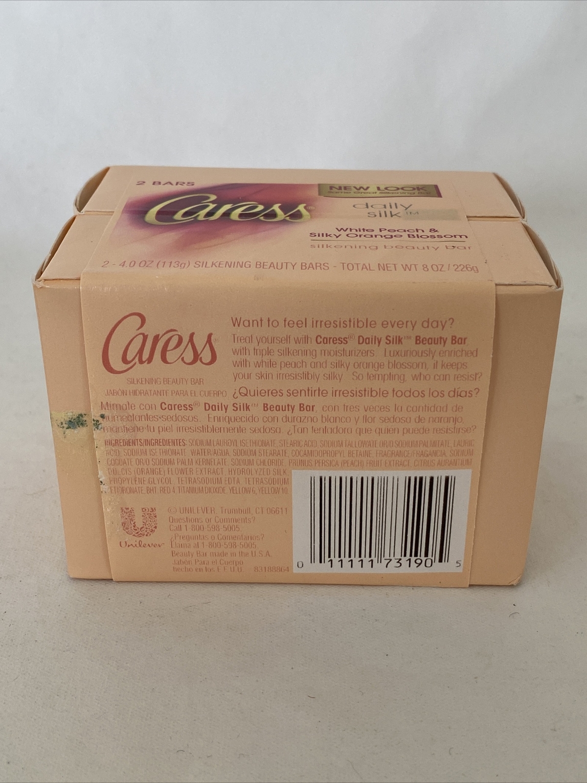 Unilever CARESS WHITE PEACH & SILKY ORANGE BLOSSOM SOAP 4 oz ea 2-Pack NEW!