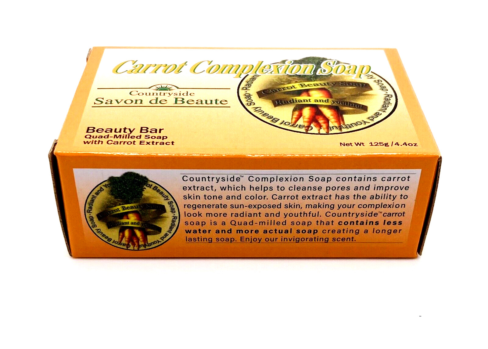 Countryside Carrot Complexion Beauty Soap 4.4 oz Cleansing Body Bar