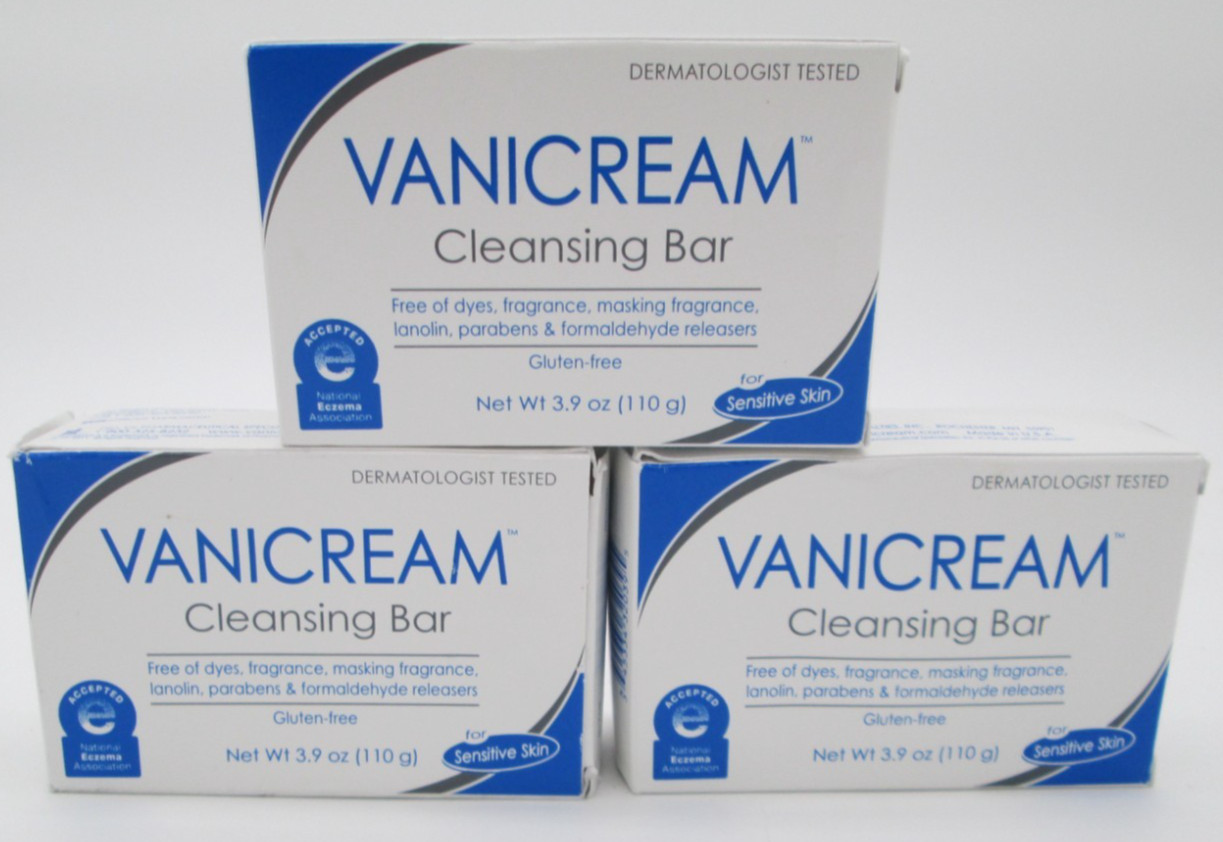 Vanicream Cleansing Bar for Sensitive Skin 3 Pack Eczema Free of Dyes Fragrance