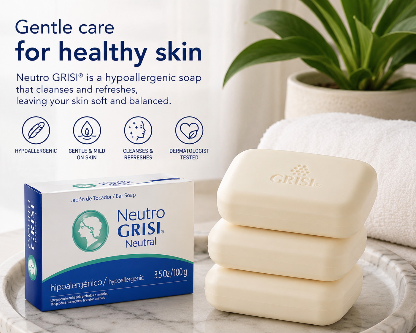 Neutro Grisi Neutral Soap 3.5 oz Pack of 6 Hypoallergenic Bar Soap