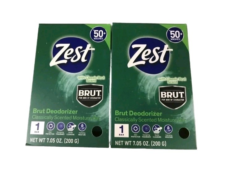 NEW! ZEST (2-BARS) 7.05 Oz. (200g) Bar ●BRUT● Moisture Bar 🫧 With Brut Scent.