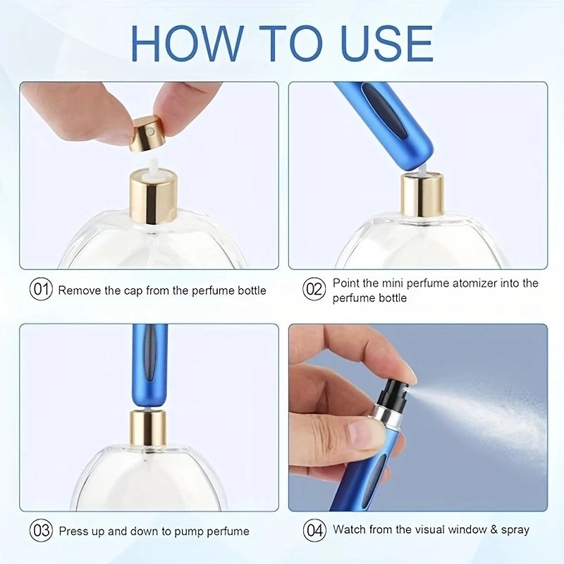 5Pcs Mini Travel Perfume Atomizer Bottle Spray Pump Case Refillable Portable US