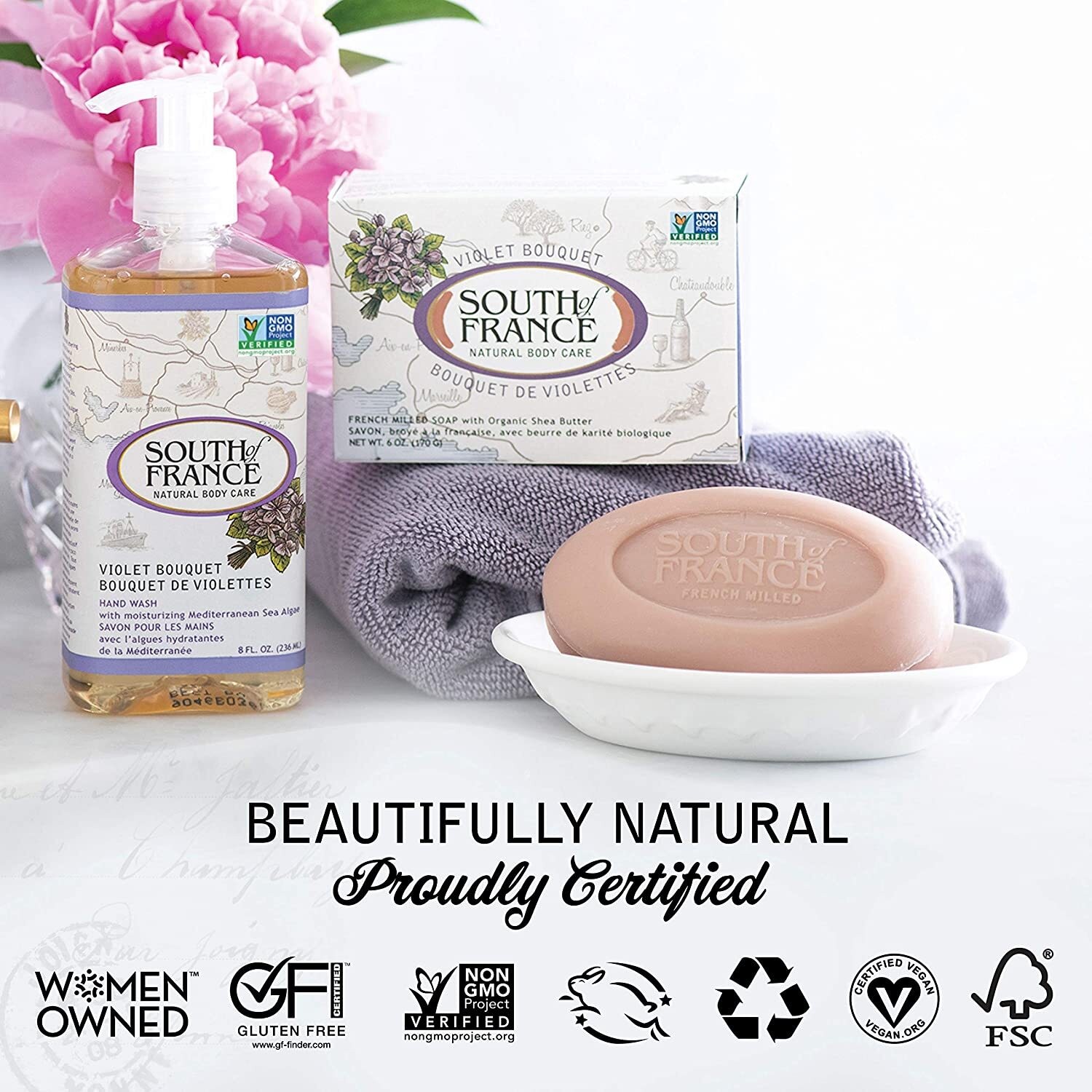 South of France Natural Body Care Violet Bouquet French Milled Soap 6 Oz