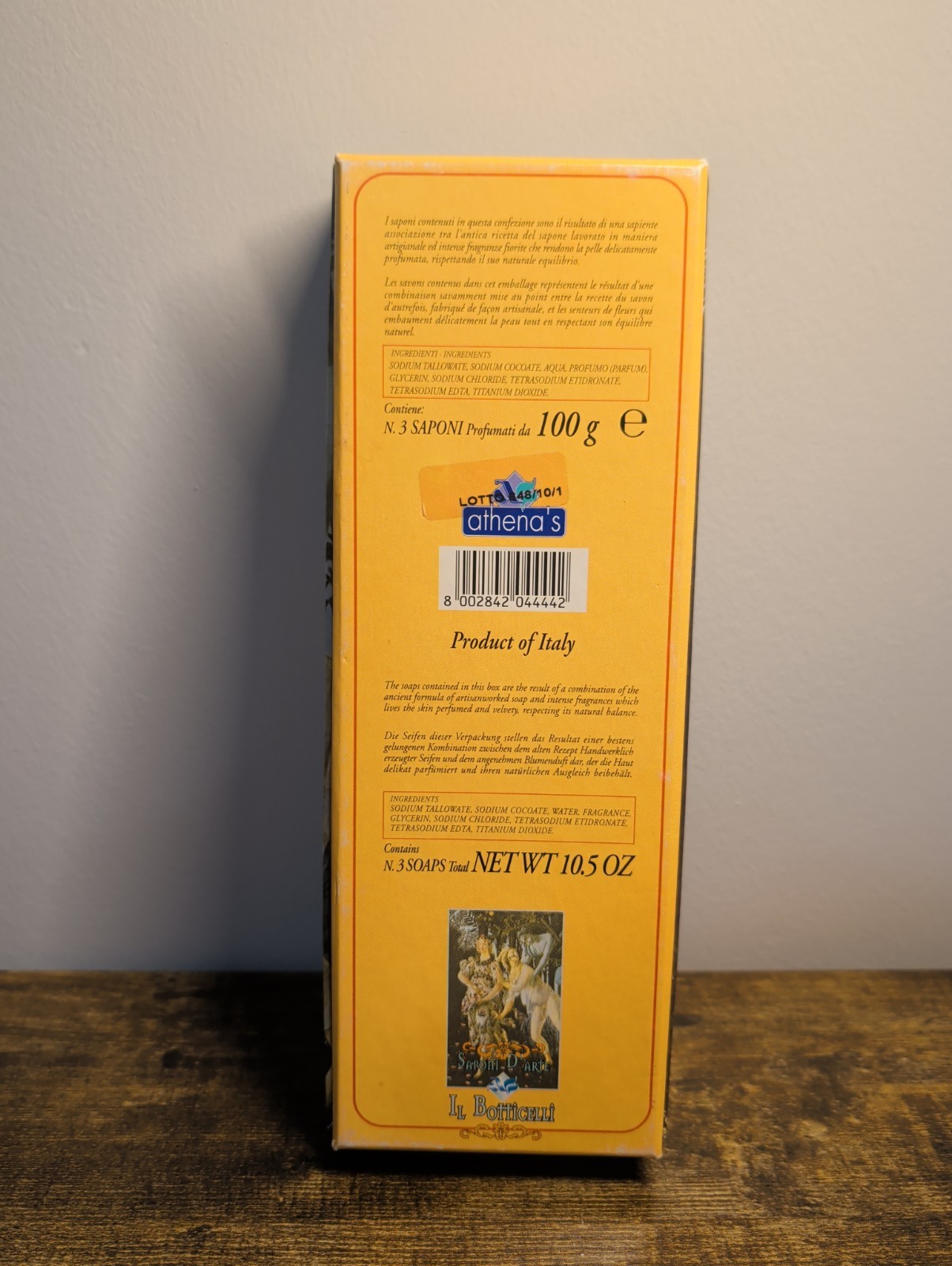 NIB Athena’s Italian Perfumed decorative Soap Set 3 IL Botticelli Saponi D’arte