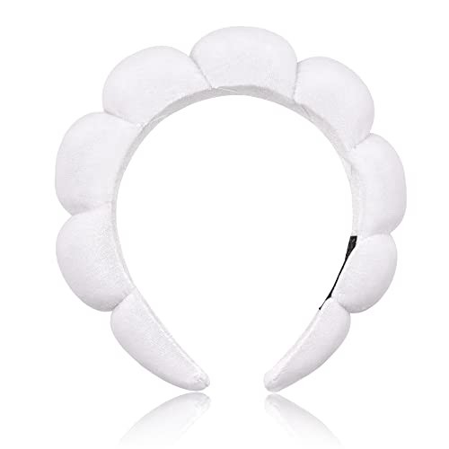 Spa Headband for Washing Face Sponge Makeup Headbands Skincare Headband White