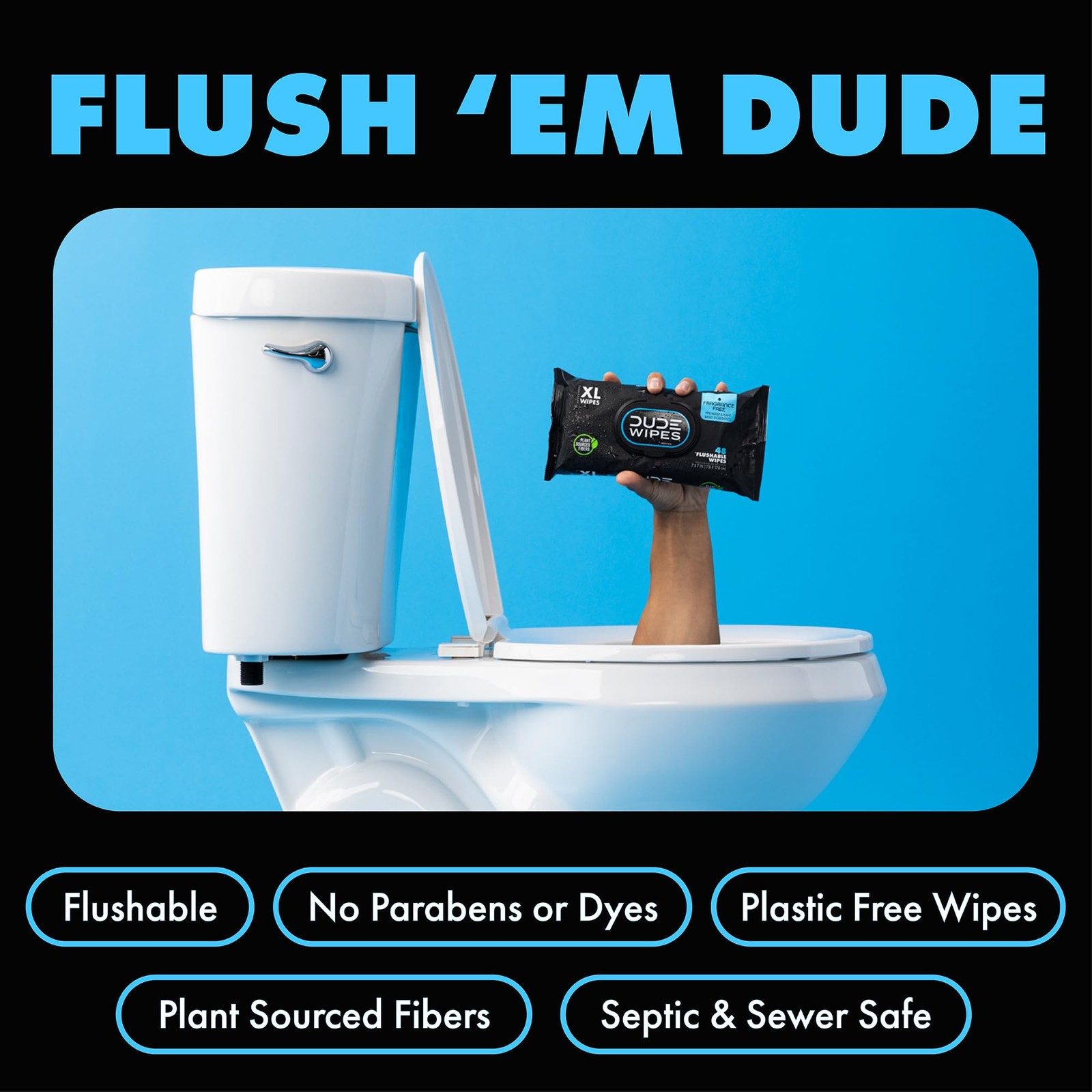 DUDE Wipes, 48 Count, 2 Pack | Flushable | 48 Count (Pack of 2), White
