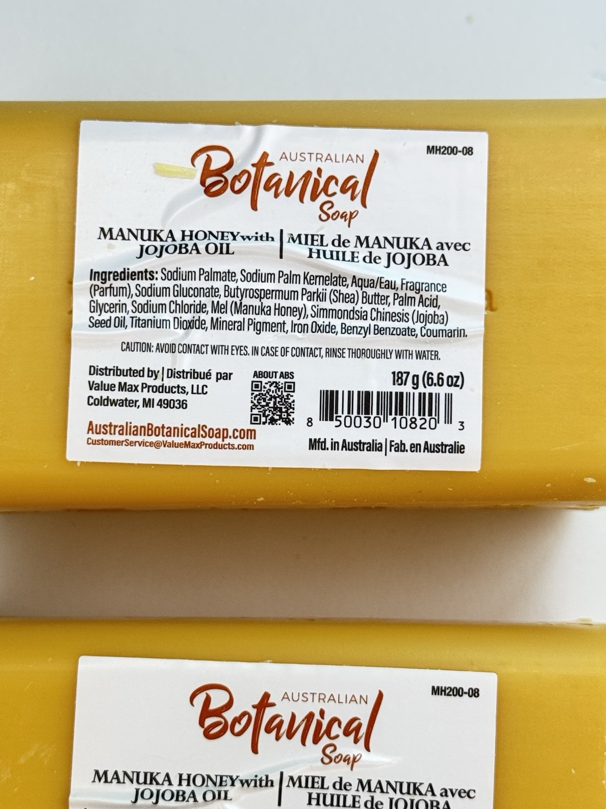 Australian Botanical Soap Manuka Honey Jojoba Oil 6.6 oz Bars Lot of 2