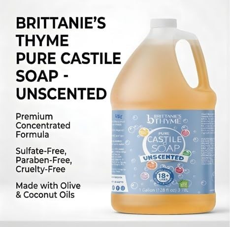 Castile Liquid Soap Olive Oil Unscented Vegan Biodegradable 1 Gallon Made in USA