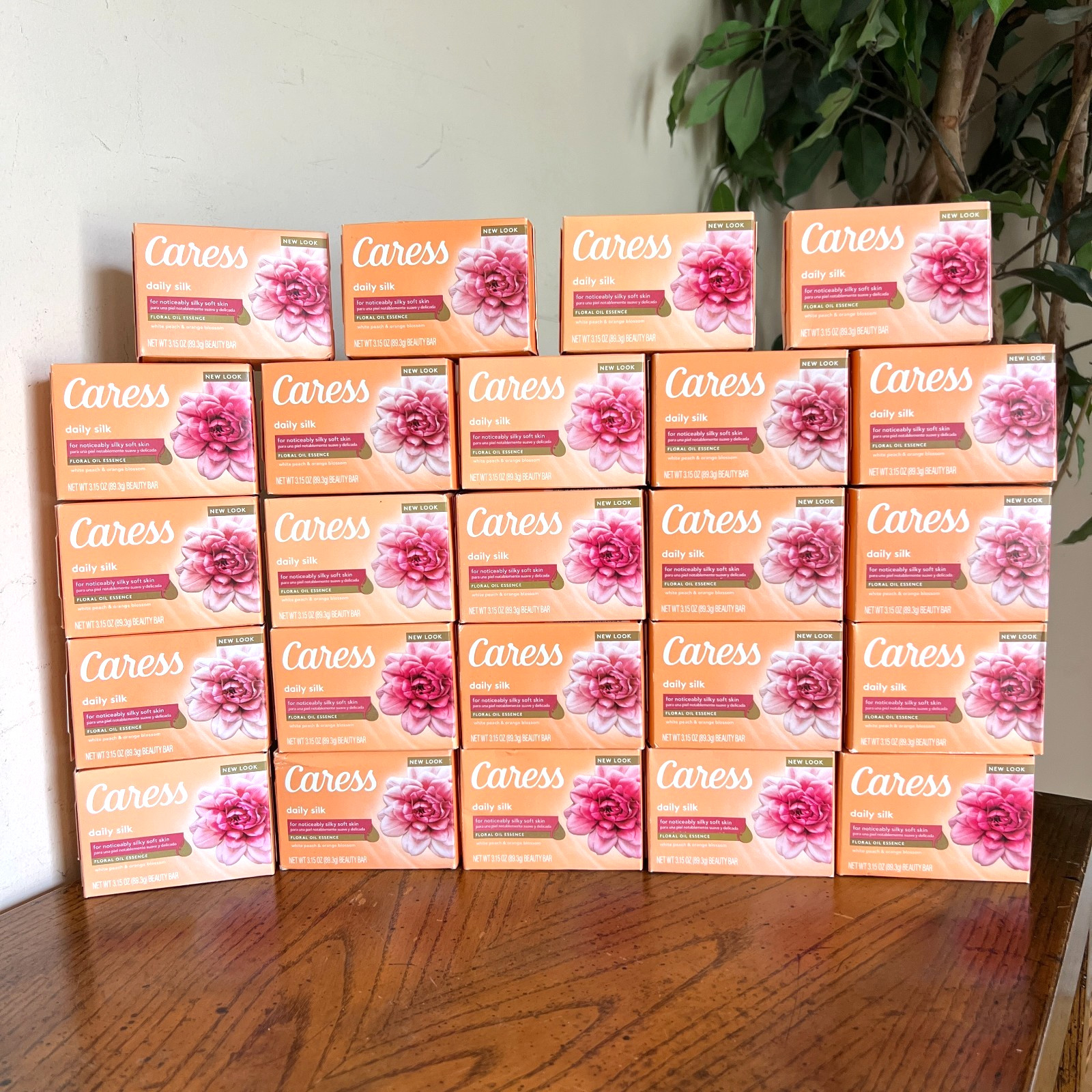 12 Bars Caress Daily Silk Soap White Peach Orange Blossom 3.15oz