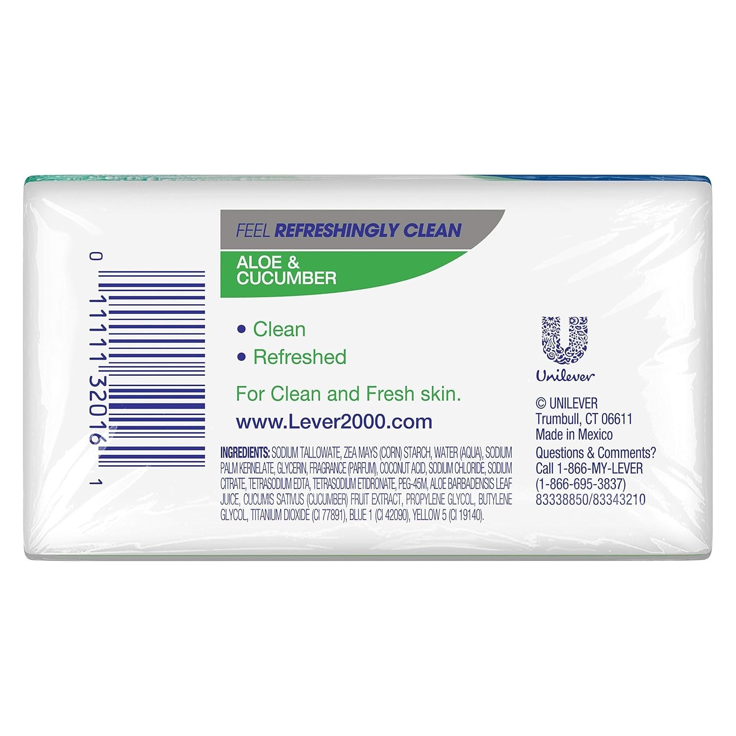 Lever 2000 Bar Soap, Aloe & Cucumber, 4 Ounce (Pack of 2)