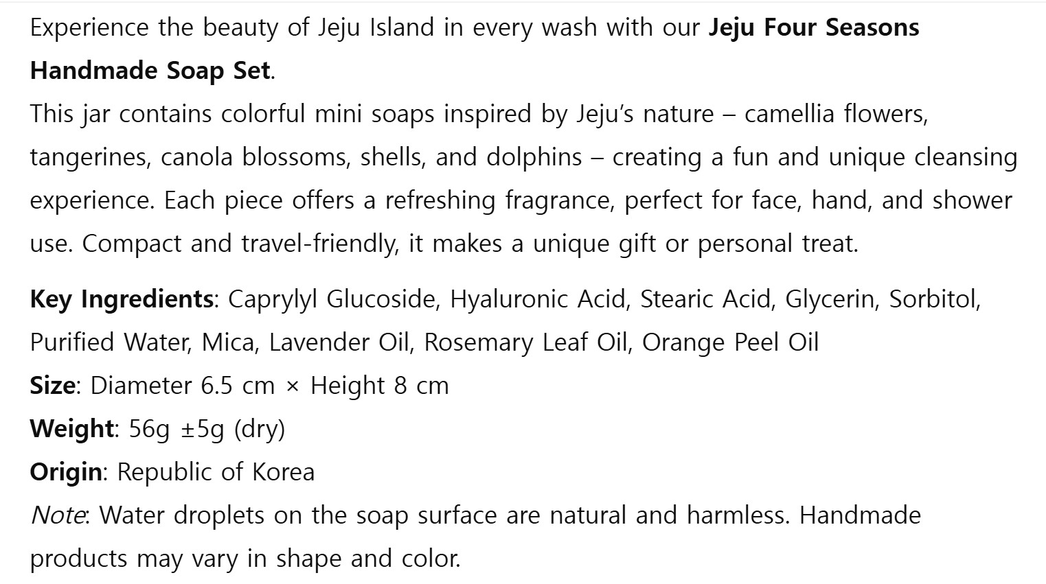 Jeju Four Seasons Mini Soap – Handmade Colorful Face & Hand Wash, Travel Gift