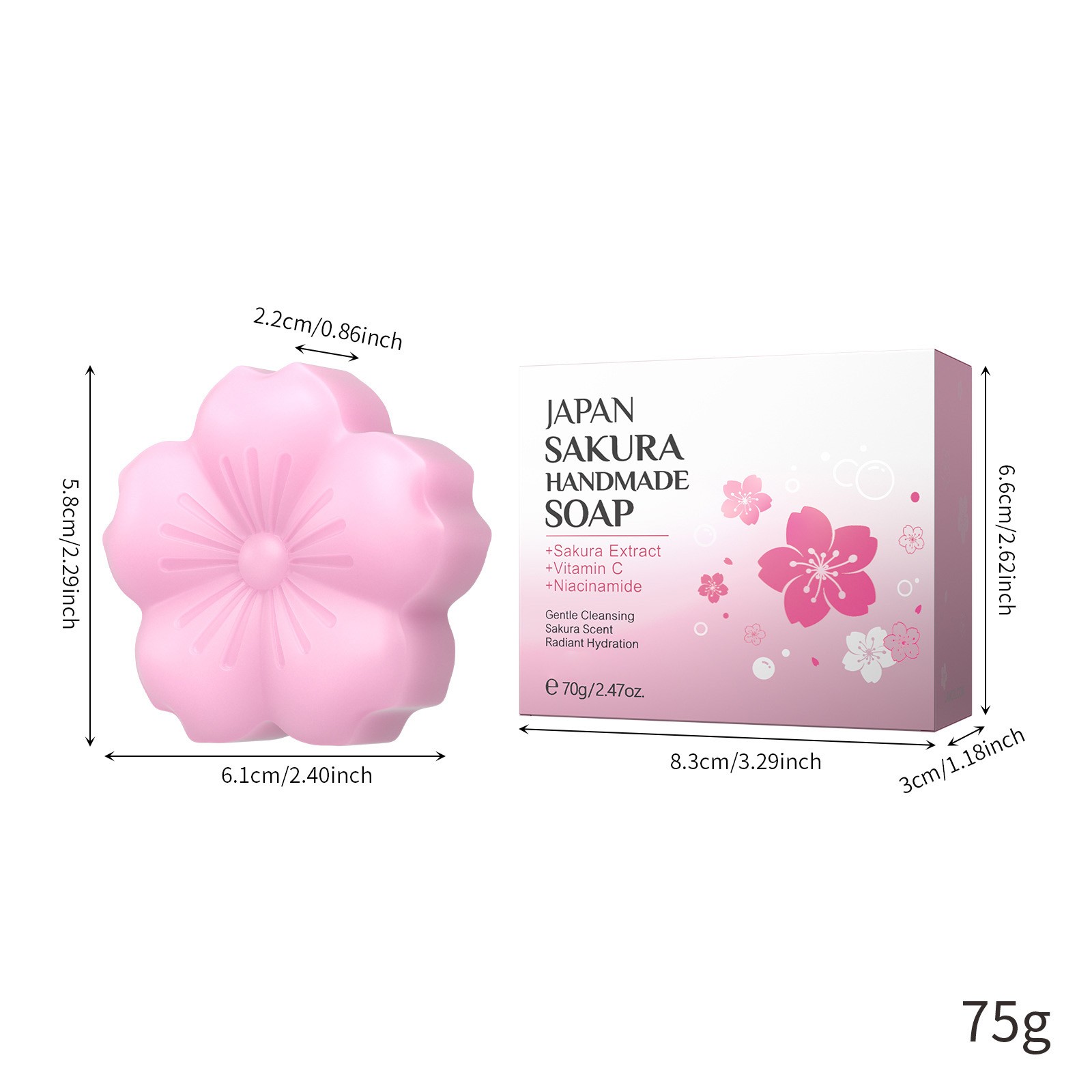 1Pcs Sakura Scent Cherry Blossom Design Bar Soap Handcrafted Soap Multi-Purpose