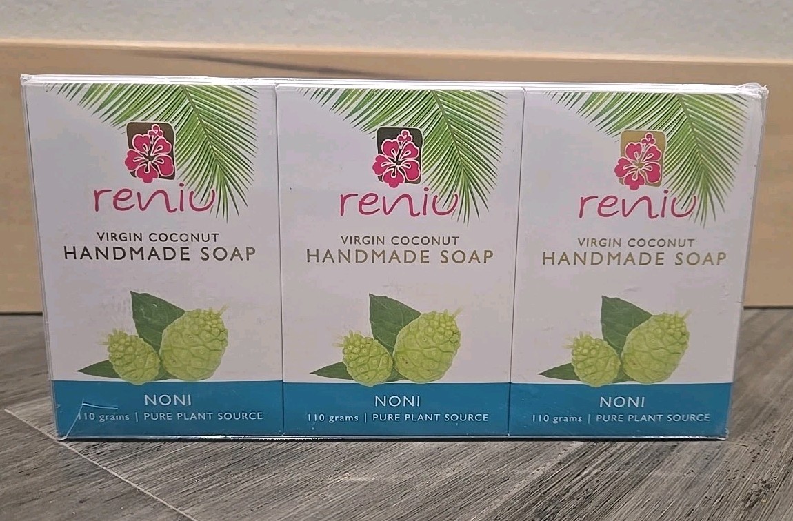 RENIU Handmade Coconut Soap NONI Infusion by PURE FIJI 6 Pack New/Sealed