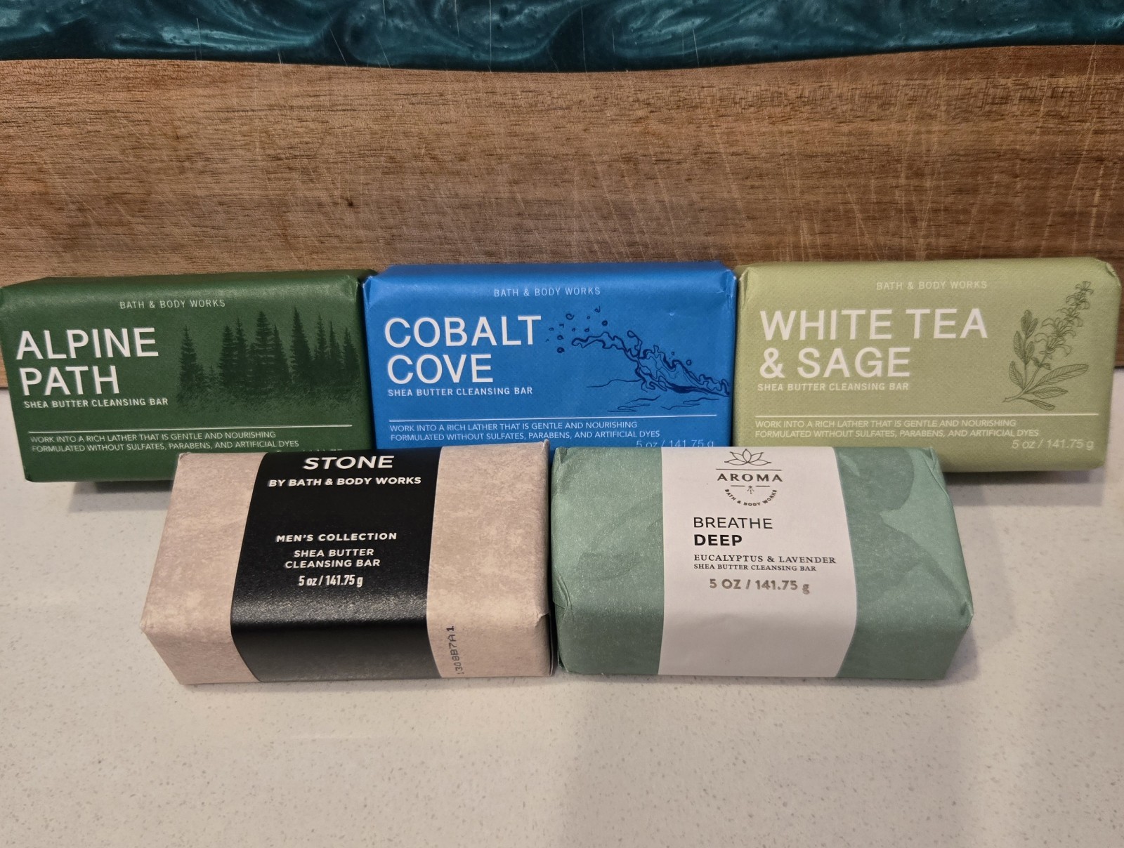 5 BATH & BODY WORKS SOAP BARS Beathe Deep COBALT COVE White TEA SAGE Alpine Path