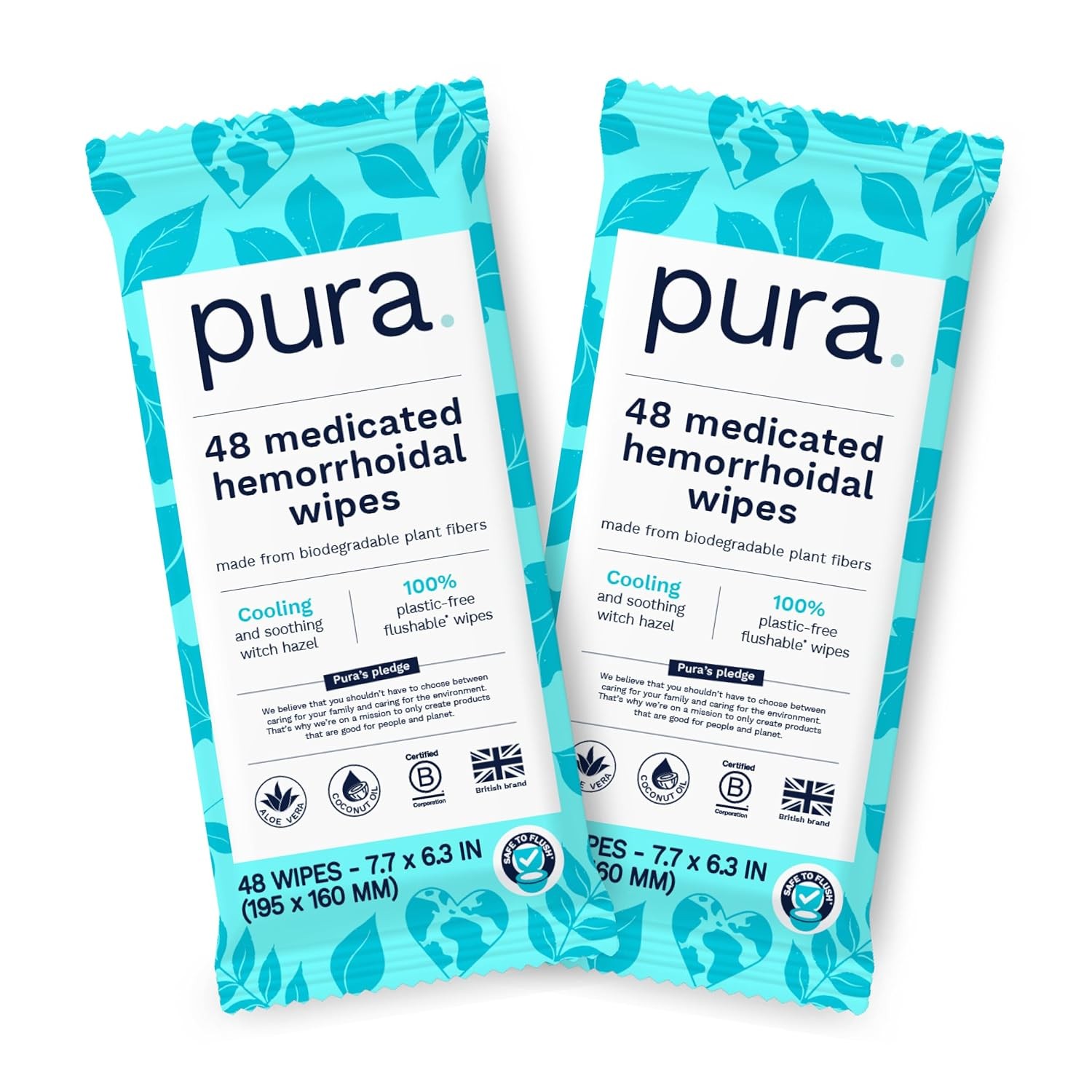 Extra Large Flushable Medicated Wipes for Hemorrhoid Relief Pura XL Fragrance