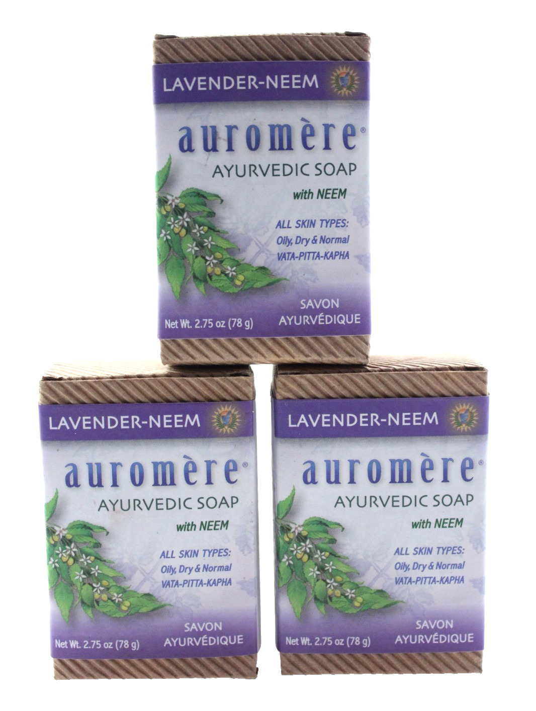 3-PACK / Ayurvedic Bar Soap with Neem, Lavender-Neem – 2.75 oz (78 g)