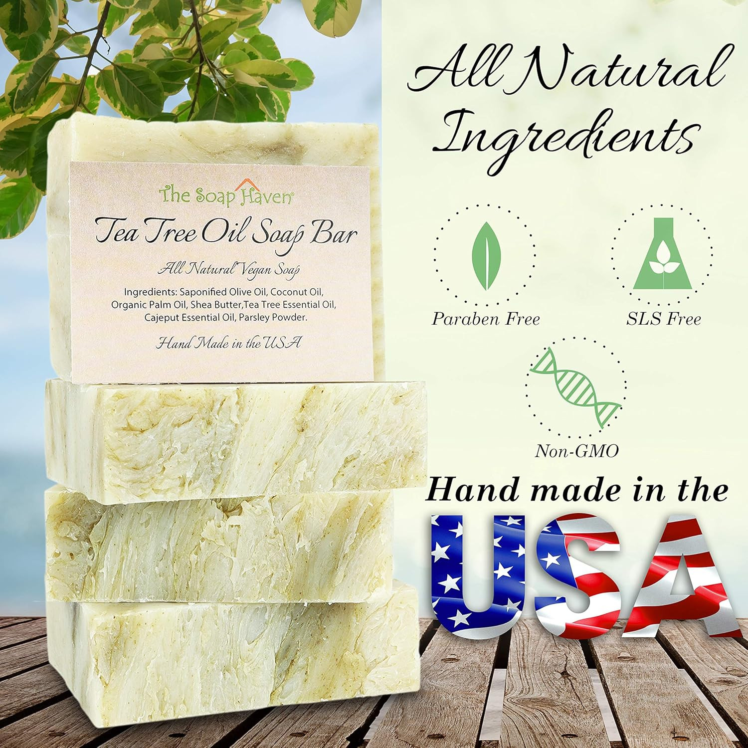 TEA TREE SOAP BAR – 4 Natural Tea Tree Oil Soap Bars for Face, Hand, Foot, Body