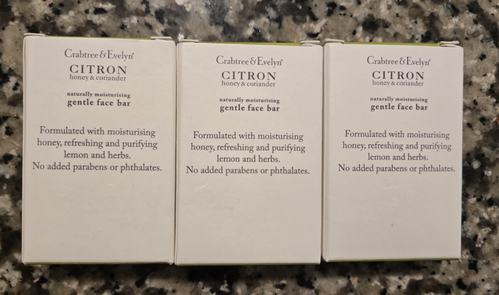 New Lot of 3 Crabtree & Evelyn Citron Honey & Coriander Face Bar 1.25oz Each