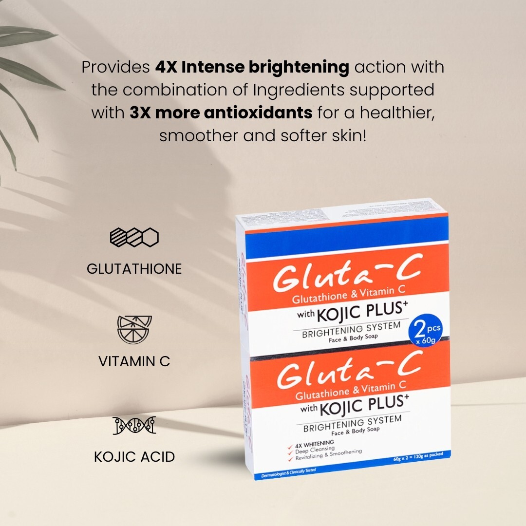 Gluta C Face and Body Kojic Acid Soap with Glutathione and Vitamin C