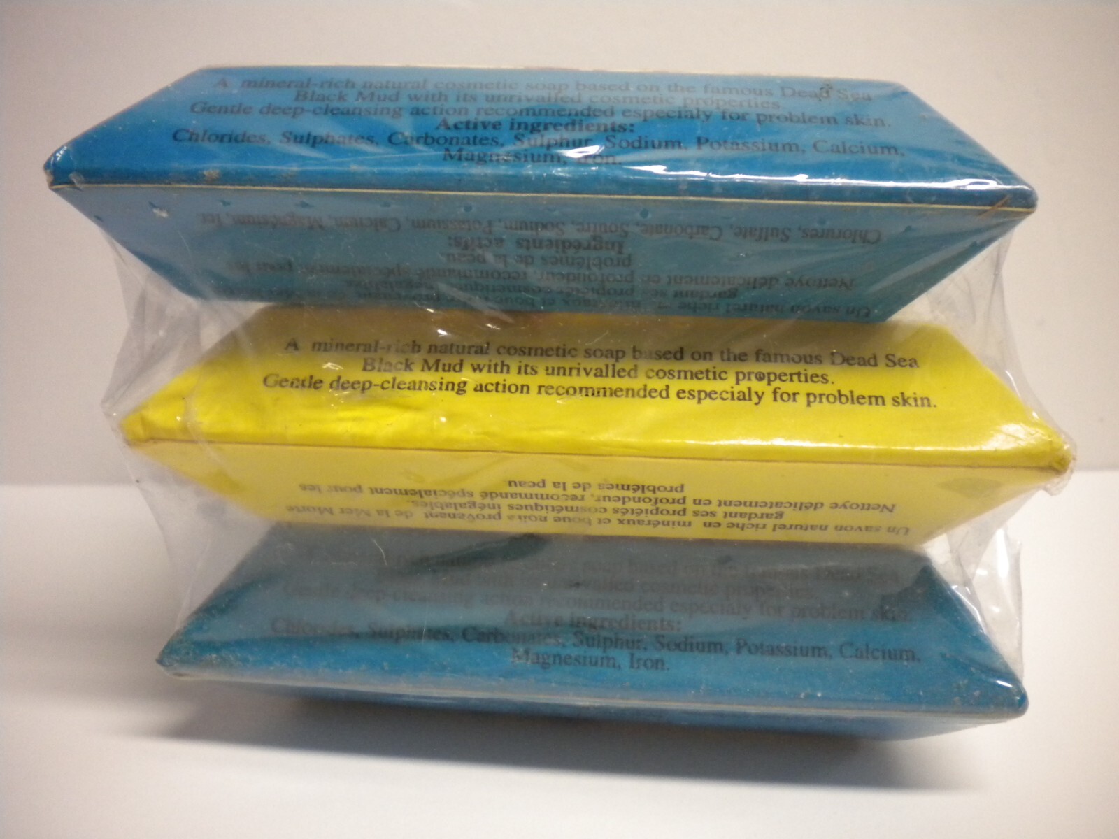Lot of 3 NOS New Vintage Jericho 5% Dead Sea Black Mud Soap Bars Unused SEALED