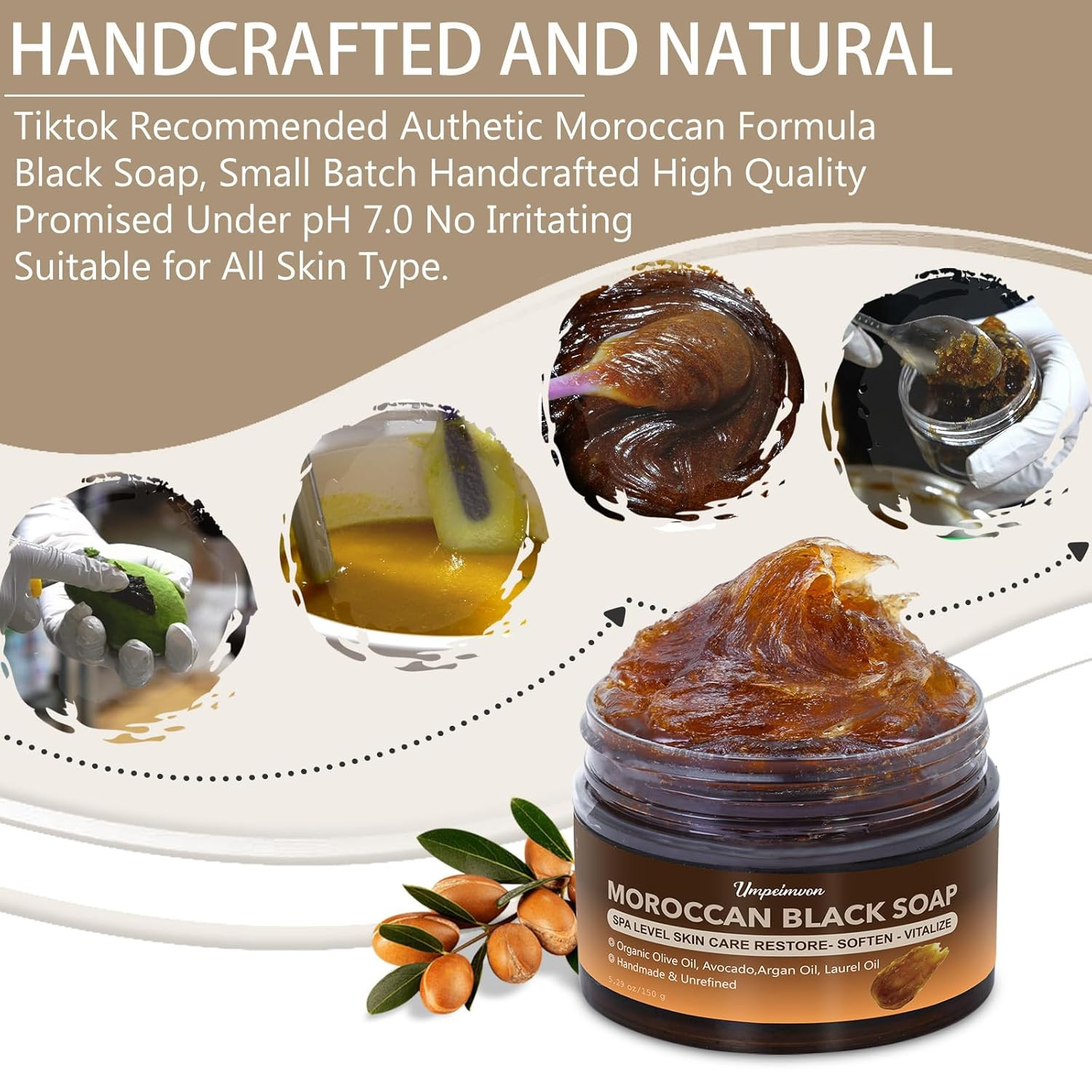 2 PCS Unrefined Moroccan Black Soap Handcrafted, Argan Oil Authetic Black Beldi