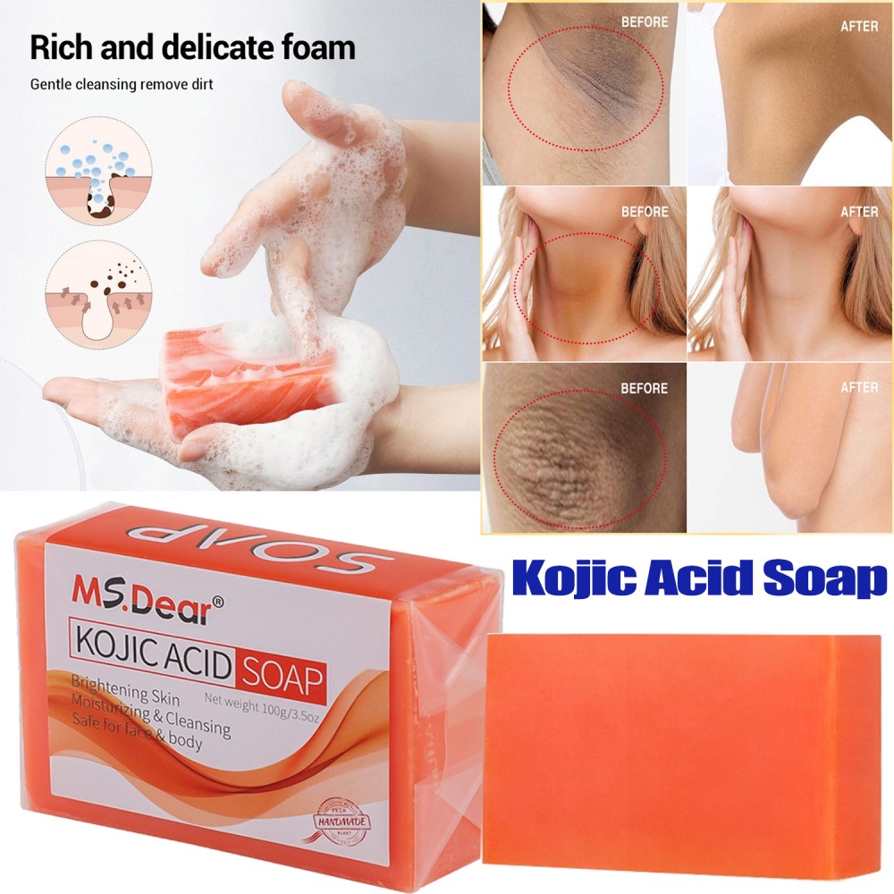 1Pcs Kojic Acid Soap Dark Spot Whitening Turmeric Skin Bleaching Lightening 100g
