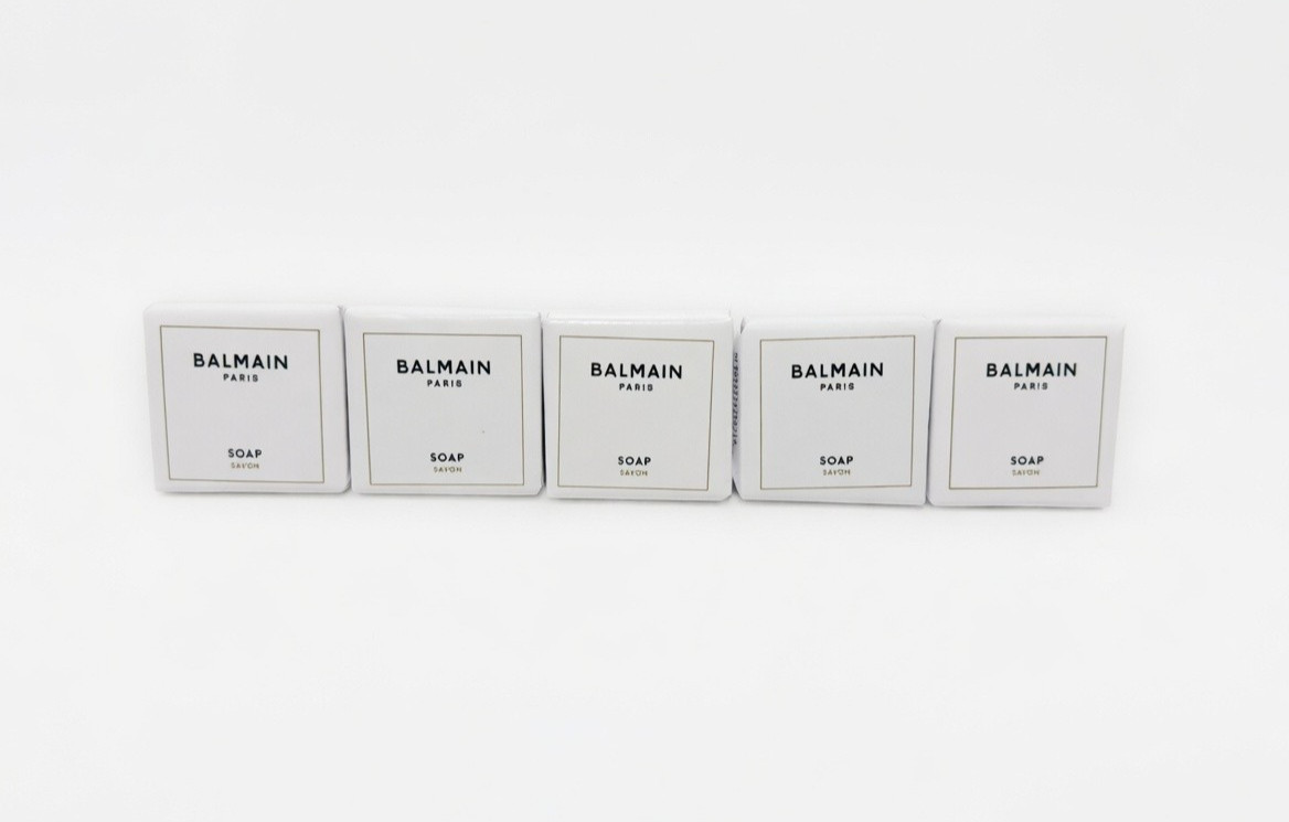 #2 BALMAIN Paris Luxury Brand Square Soap Sabon Savon 35g 1.22 oz x 5 NEW