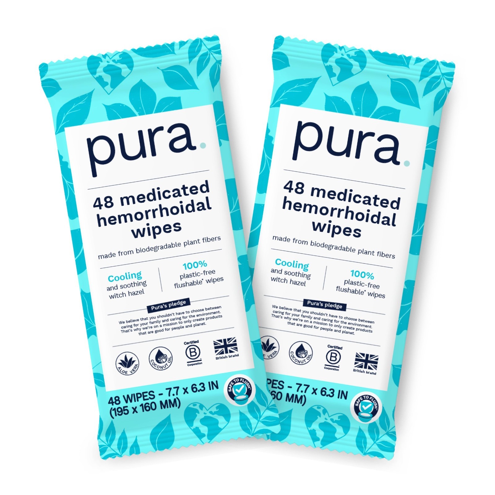 XL Flushable Hemorrhoid Wipes, 2 Packs of 48 (96 Wipes), Extra Large Medicated W