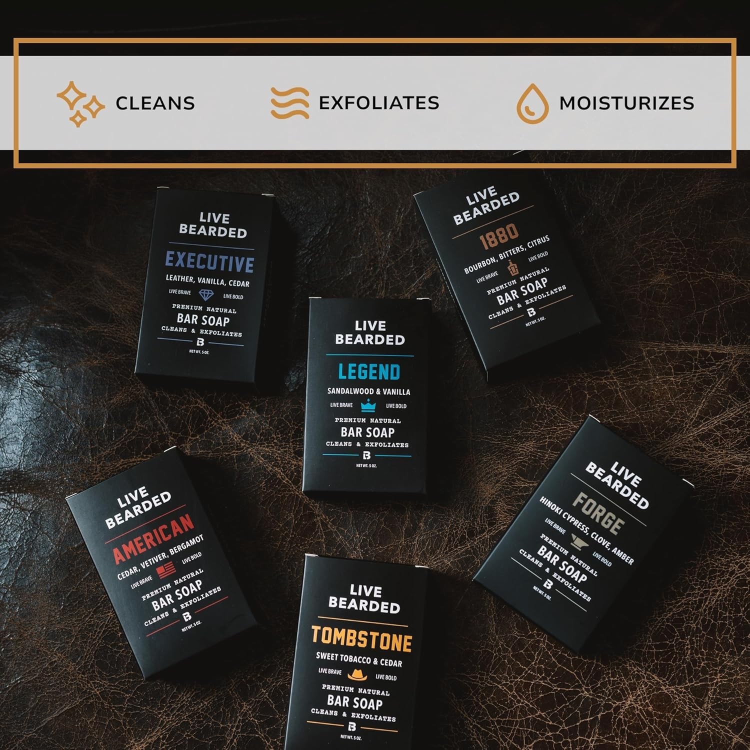 All-Natural Bar Soap for Men, Tombstone Scent, 3-Pack of 5 oz | Charcoal, Pum…