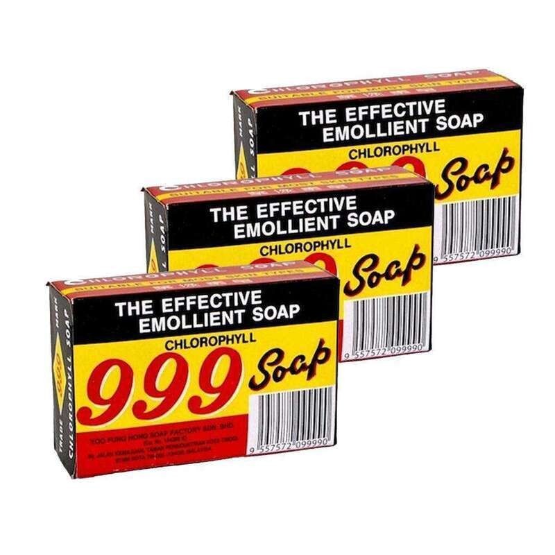 3x 999 Chlorophyll Herbal Soap 90g Anti-Acne Body Bar Made in Malaysia