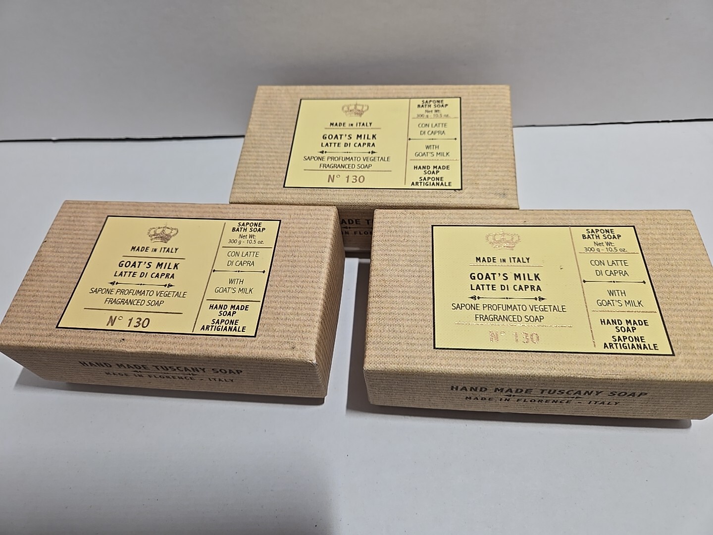 Sapone Profumato Vegetable Fragranced Soap Hand Made in Italy Goat’s milk 3 Pack