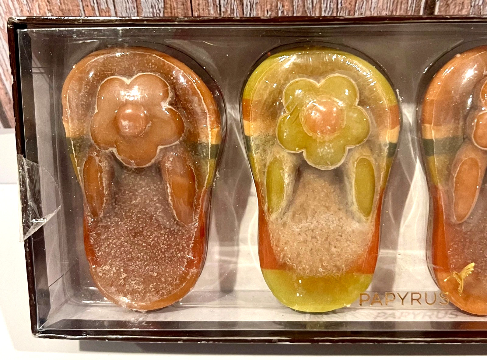 Vintage Papyrus Flip Flop Sandal Glycerin Soap Fall Autumn Colors 4 Pack Set