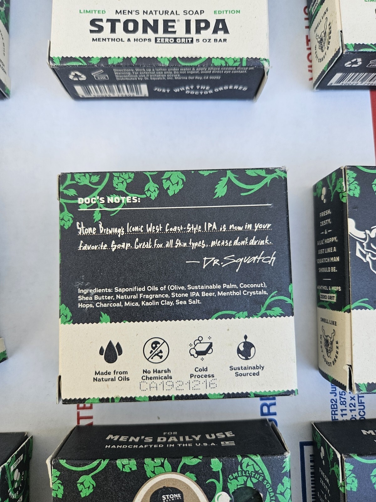 100 X LOT Dr. Squatch Limited Edition Stone IPA Menthol & Hops 5 oz Natural Soap