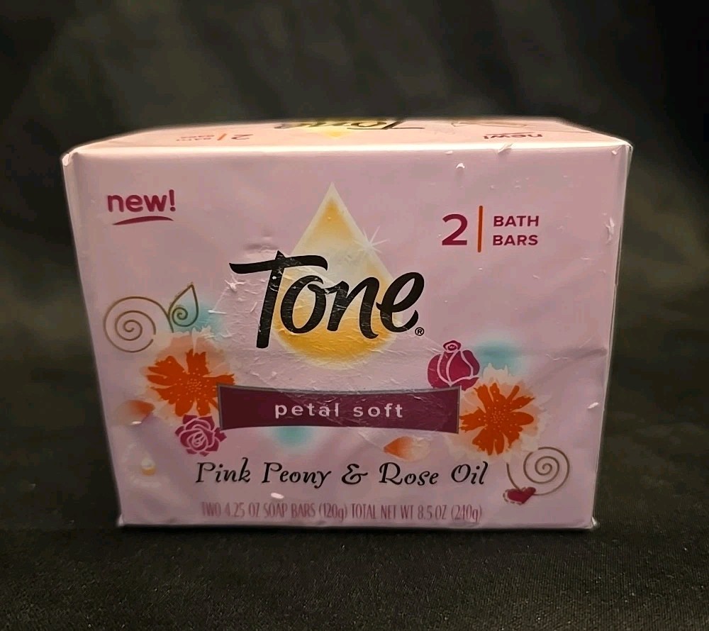 2 Pack TONE Petal Soft Pink Peony & Rose Oil Beautifying Bar Soap 4.25 oz HTF