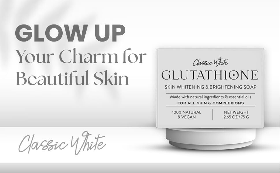 Glutathione Skin Whitening & Brightening Soap Anti-Aging Natural & Vegan 75g 4pk