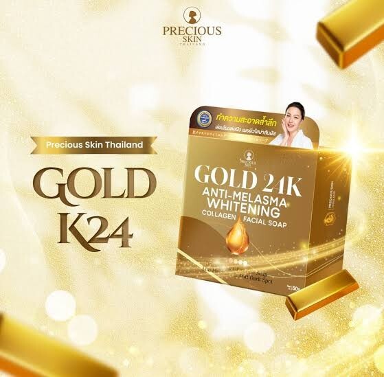 Precious Skin Gold 24K Anti-Melasma Whitening Collagen Facial Soap 50g 6x