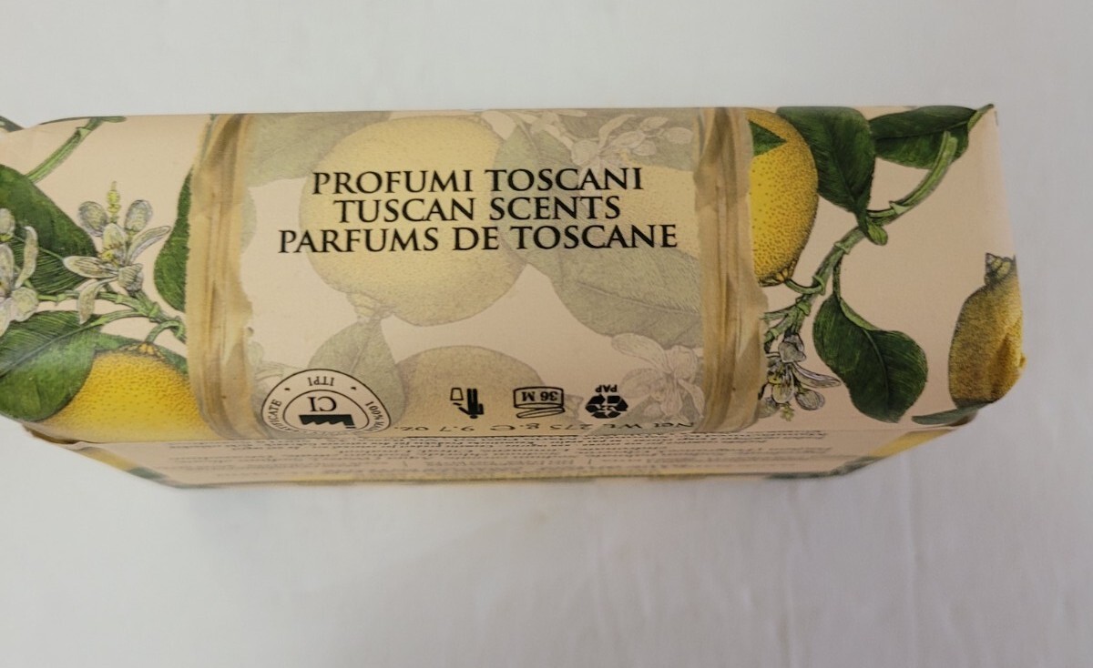 Lemon Luxury Soap Bar Sapone Hand Made Tuscan Preservative Free 9.7 oz