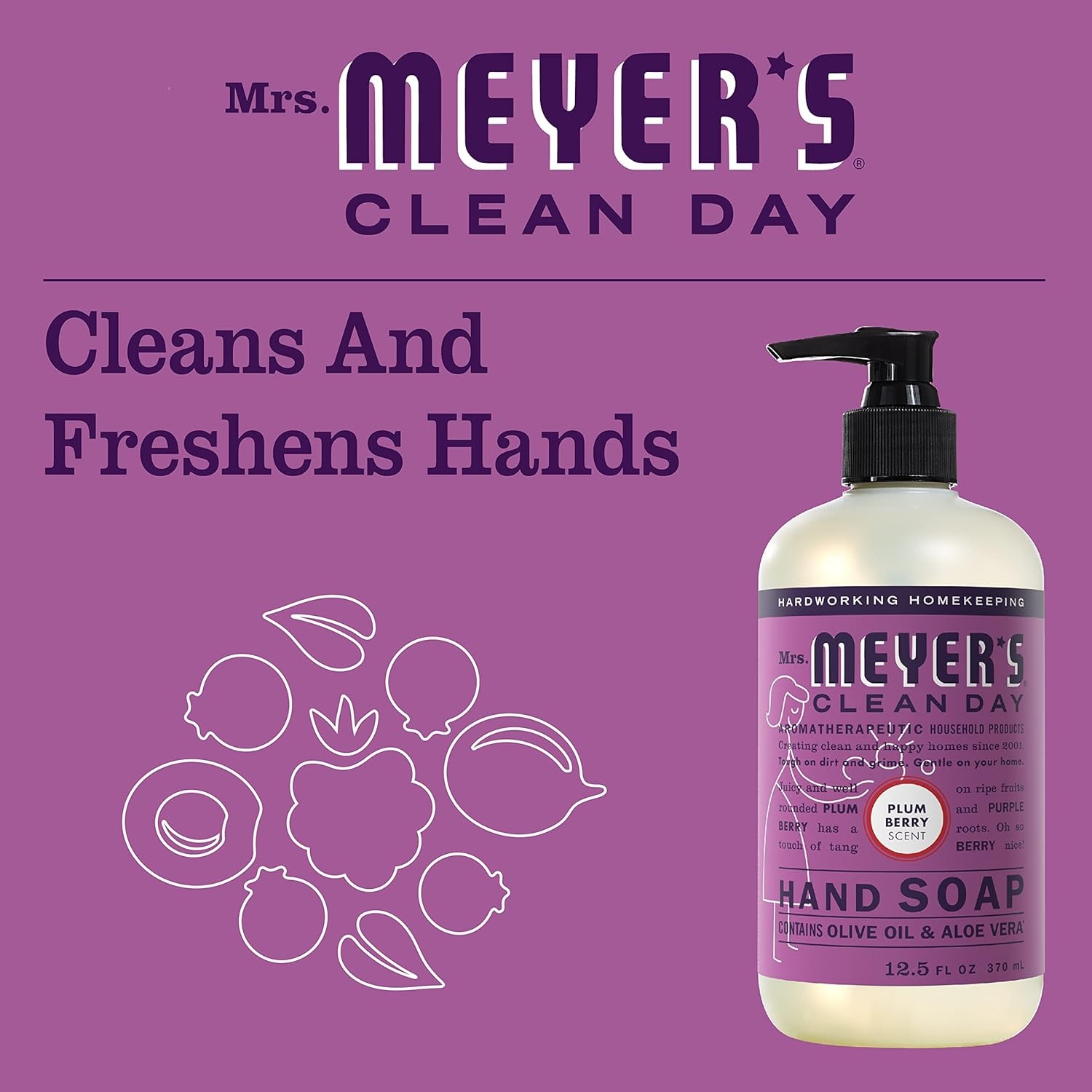 Mrs. Meyer’s CLEAN DAY Liquid Hand Soap PLUM BERRY Scent 12.5 Fl Oz Pump NEW