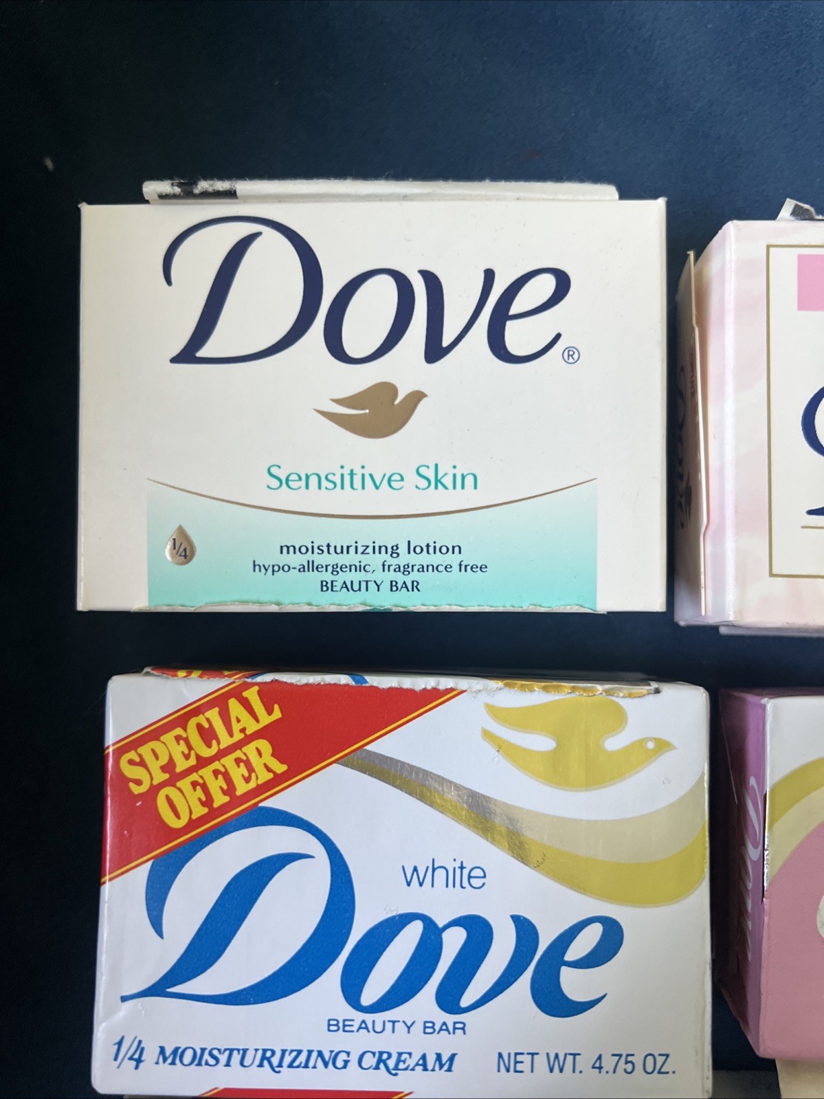 6 Lot Dove White Pink Beauty Bar Soap 1/4 Moisturizing Lotion Sensitive Vintage