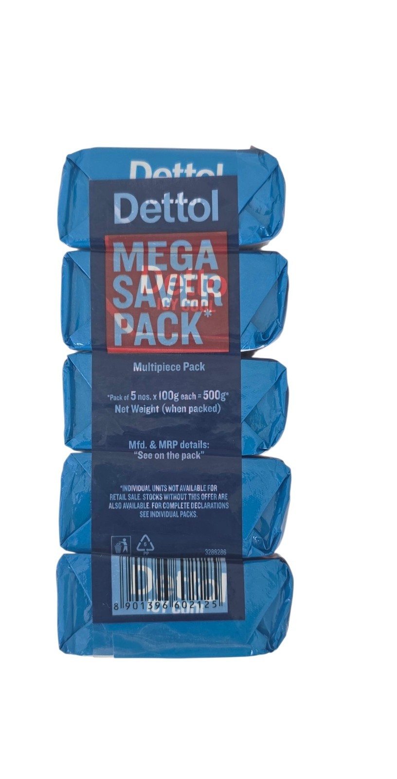 Dettol Icy Cool 3X Intense Cooling Bar Soap Value Pack 5 x 3.52 oz