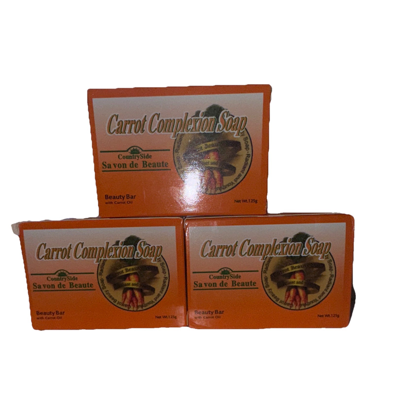 3 CountrySide Savon de Beaute Carrot Complexion Beauty Bar Soap 125g Multipack