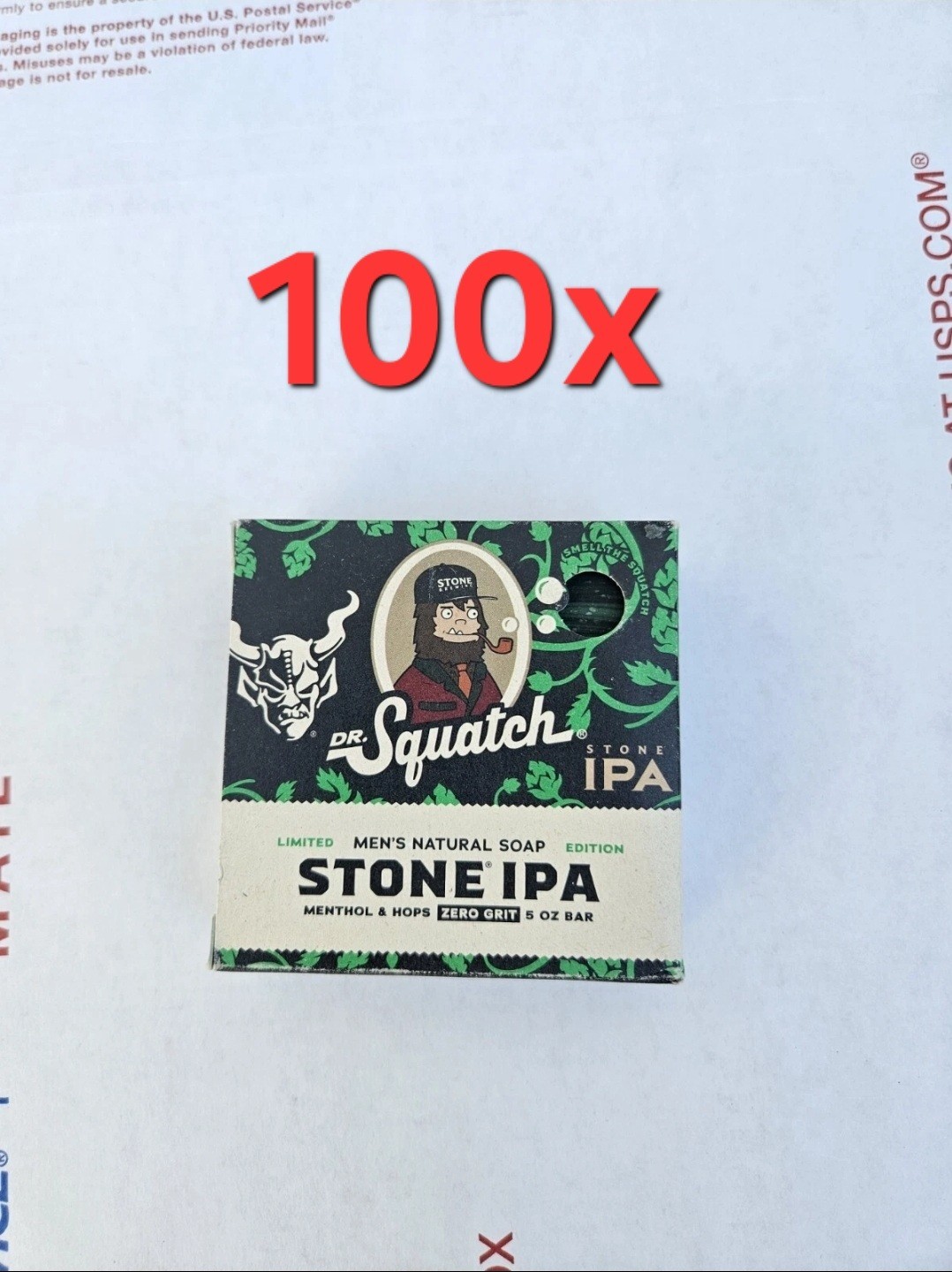 100 X LOT Dr. Squatch Limited Edition Stone IPA Menthol & Hops 5 oz Natural Soap