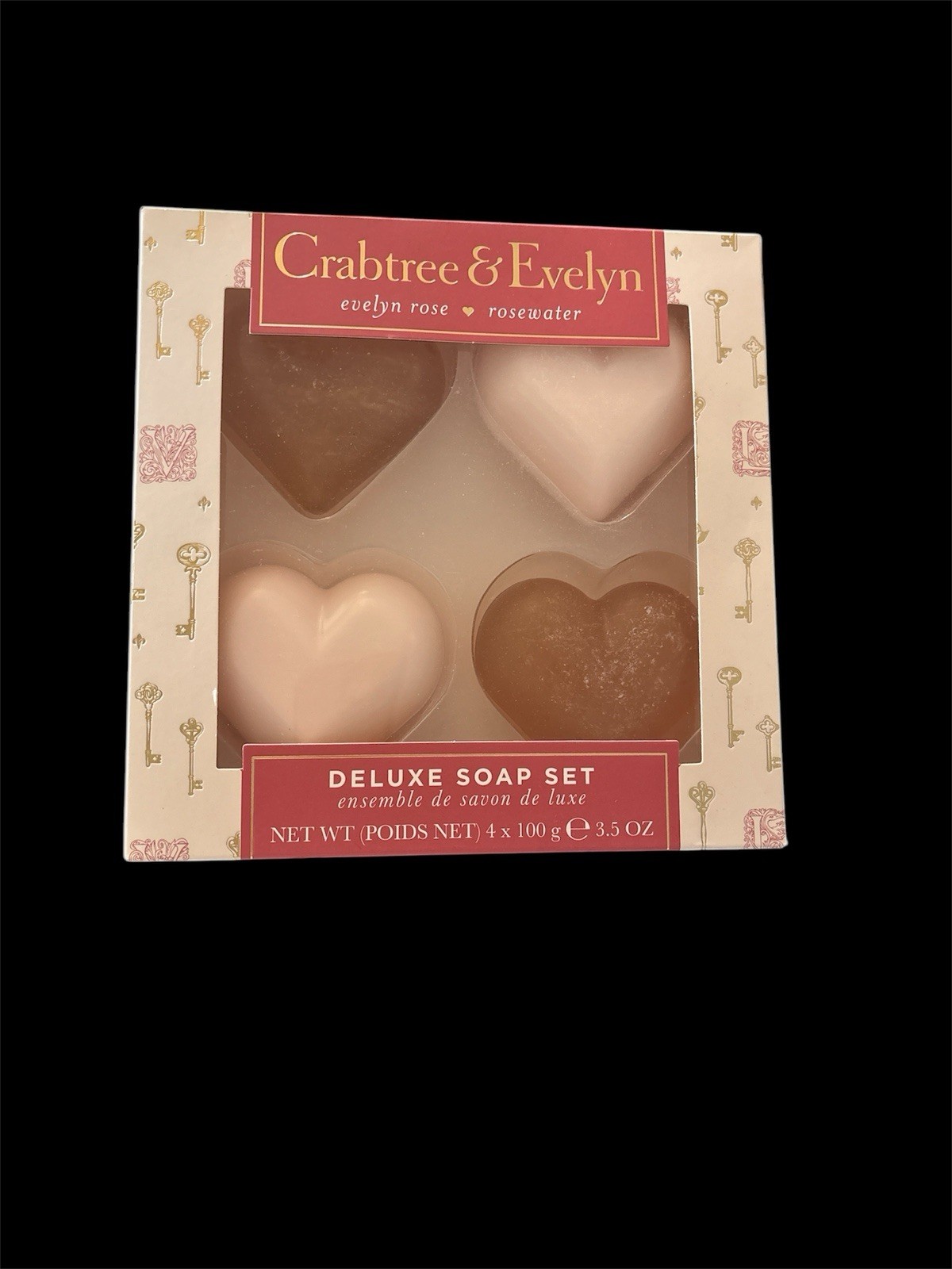 Crabtree & Evelyn Rosewater & Evelyn Rose Heart Shaped Bar Soap 14oz (4×3.5oz)