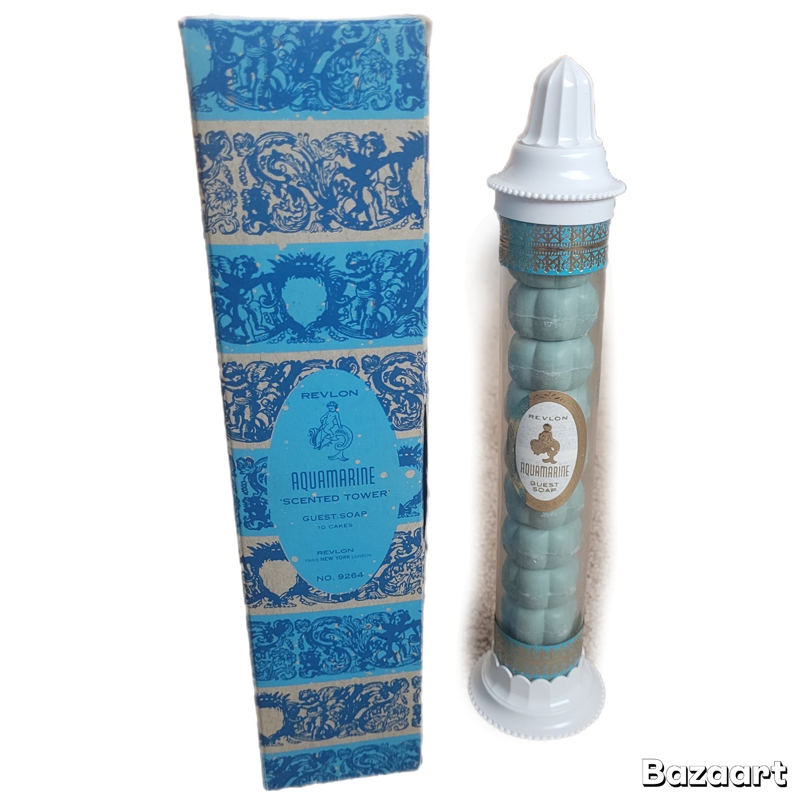 NEW Vtg Revlon Aquamarine Scented Tower Gift Soap 10 Cakes French Milled #9264